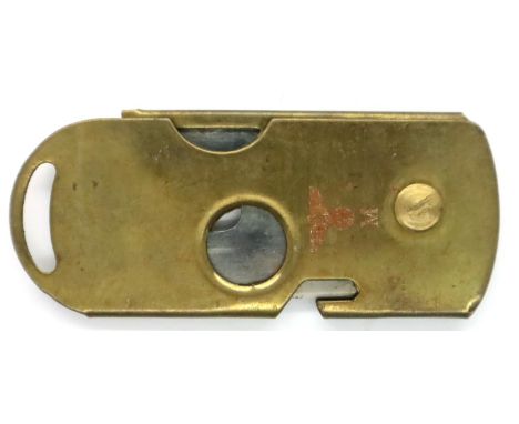 WWII Kriegsmarine cutter from a lifeboat survival kit. Made in brass with a razor blade inside, opens into various modes of c