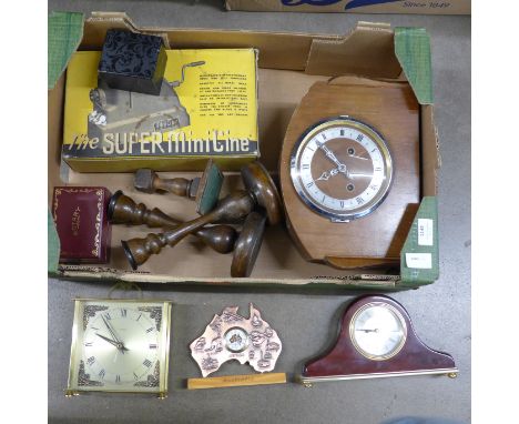 Clocks, Rotary and other wristwatches and a mini projector **PLEASE NOTE THIS LOT IS NOT ELIGIBLE FOR POSTING AND PACKING** 
