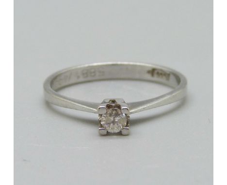 A 14ct white gold and diamond ring, with certificate, 1.5g, M 