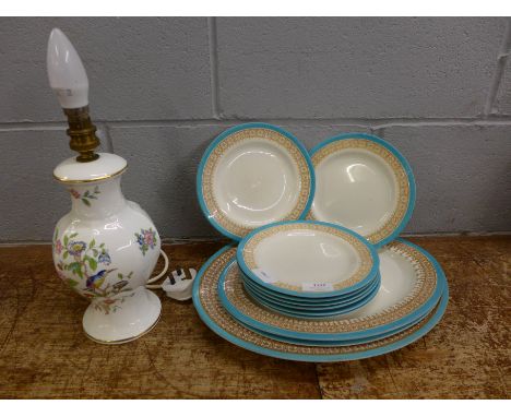 Royal Worcester Vitrious tea plates and three oval serving plates and an Aynsley table lamp base **PLEASE NOTE THIS LOT IS NO