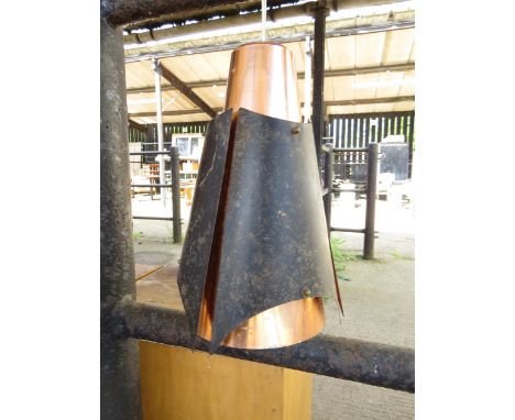 A Danish black metal and copper finish ceiling pendant light
