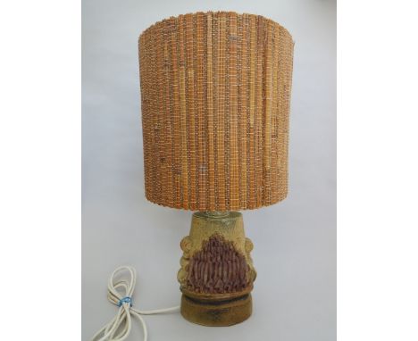 A Bernard Rooke table lamp with wicker shade 