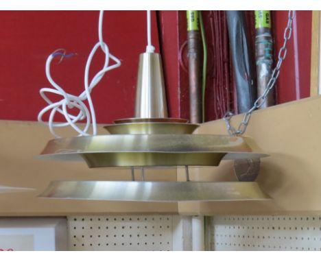 A Danish brassed five tiered ceiling pendant light 