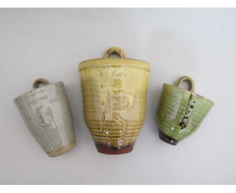 Three Winchcombe Pottery wall pockets (largest a/f)  