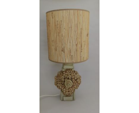 A Bernard Rooke table lamp with wicker shade 
