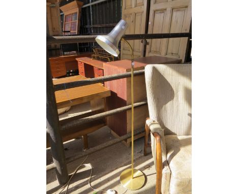 A brassed and aluminium standard light with single adjustable spot 