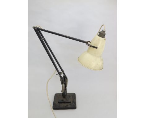 A Herbert Terry anglepoise lamp, two step base, cream shade 