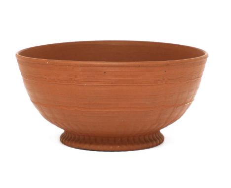 A Staffordshire redware round bowl,c.1770, the exterior with engine-turned decoration,15.2cm diameterProvenance: Acquired fro