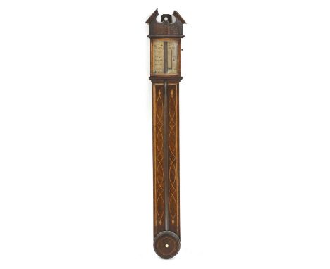 A strung mahogany stick barometer, late 18th century, by 'Porthouse of Penrith', with a paper register, 101cm highCondition r