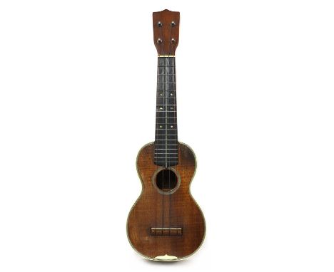 A Martin &amp; Co. Style 3 ukulele,c.1925, the mahogany body with seven layer binding to the front and three layer binding to