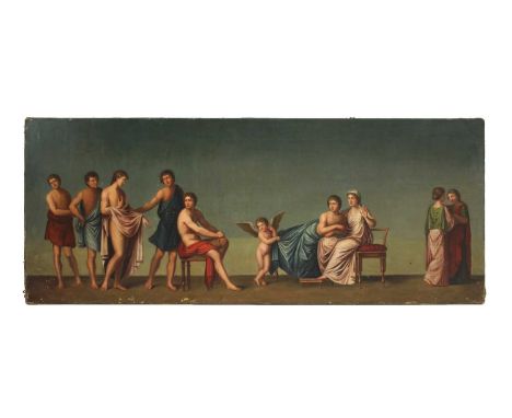 Italian School, late 18th centuryA Roman frieze with classical figuresoil on canvas61 x 151cm, unframedProvenance: Horton Lod