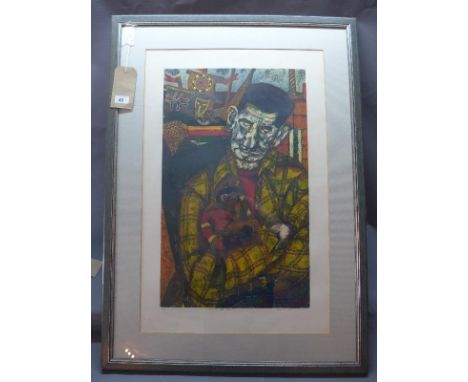 Jane A.Wilson, 'George and Monkey', lithograph, signed in pencil and numbered 4/75, H.65cm W.40cm 