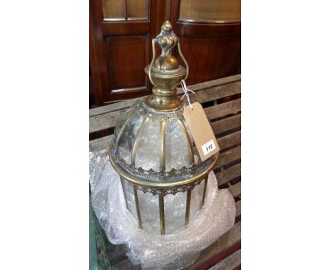 A gilt metal storm lantern on stand 