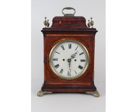 An early 19th Century mahogany cased chiming library clock marked "Horwood &amp; Green, Bristow" on the movement with circula