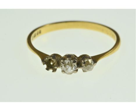 18ct gold & diamond ring, size R, 2.15 grams, one diamond deficientone diamond deficient 