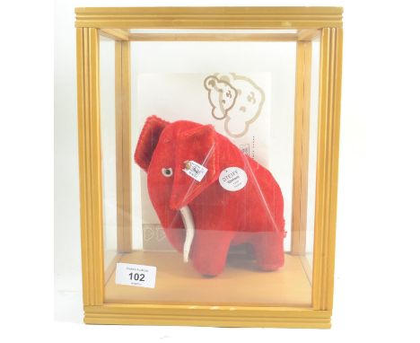Steiff Red Elephant in box (repro 1909) with certificate and original tags. 