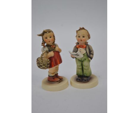 2 Hummel figures. Circa 1960-62. Nos 96 (little shopper) and 135 (Soloist) 