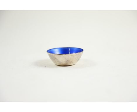 Anton Michelsen Danish silver & blue enamel salt, marked 'AM Sterling Denmark', 5cm diameter, 16.79 grams 