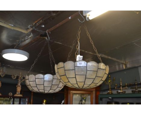 Pair of mother-of pearl ceiling light shades, circa 1920-30s, 34cm diameterShipping not available on this lot. 