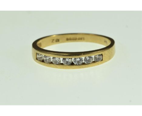 9ct gold & white stone channel-set half hoop ring, size M1/2, 1.76 grams 