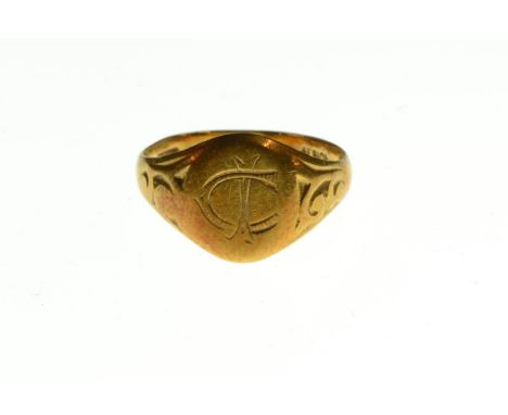 18ct gold signet ring, size H, 2.46 grams 