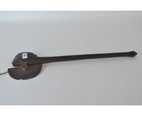 Tribal axe with demi lune blade, 59cm length 