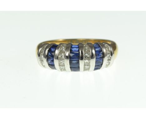 14ct gold, sapphire & diamond ring, size 0, 5.57 grams 