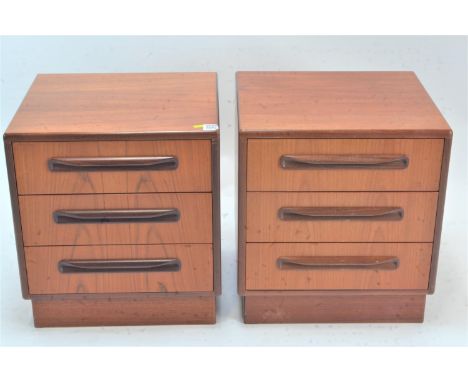 Pair of G-Plan bedside 3 drawer cabinets. L48cm x D45cm x H52cmFew light scratches and water marks. 