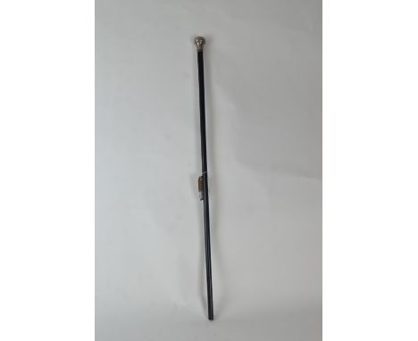 HM silver topped ebony swagger stick, 84.5cm long 