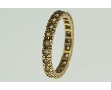 9ct gold & white stone eternity ring, size N1/2, 2.12 grams 