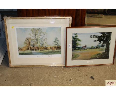A framed print depicting Buckingham Tofts and another after Bacon