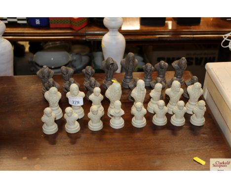 A set of Lord of the Rings chess pieces 