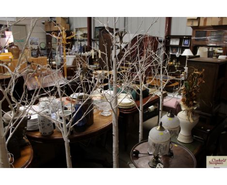 A wooden tree lamp