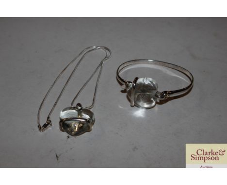 A Sterling silver necklace and bangle 