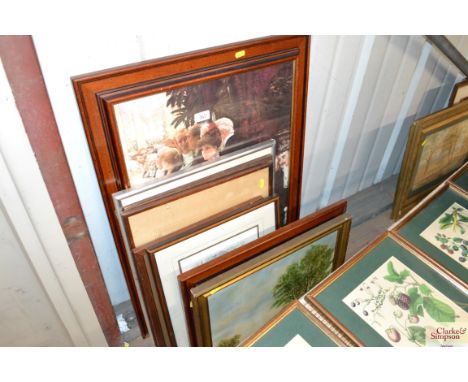 A collection of various impressionist prints; vintage photograph; watercolour of a country house etc.
