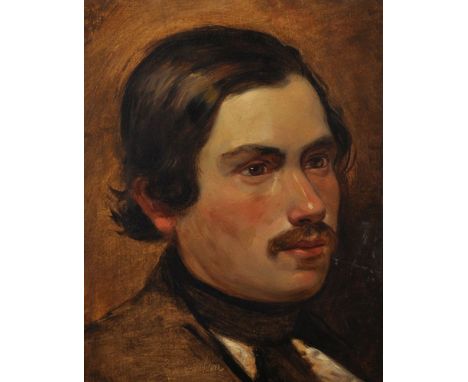 Early 19th Century French School. Portrait of a Man with a Moustache, Oil on Board, Indistinctly Signed, 16" x 12.5".