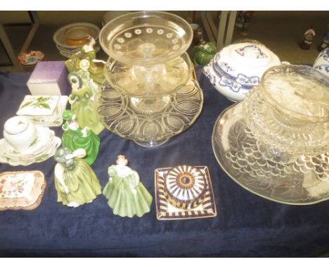 Royal Worcester figure "Spring morn" modelled by F. Doughty, 5 further Coalport / Doulton figures , 8 pieces Hammersley bone 