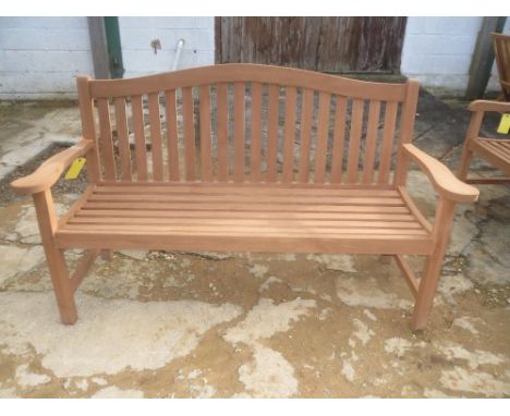 Large Cotswold teak oval back garden bench 150cm x 60cm