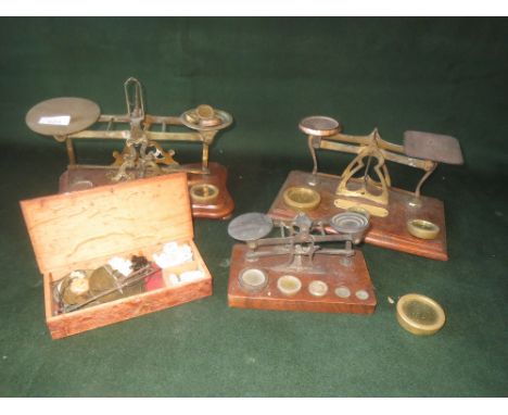 3 Sets of vintage postal scales and a set of hand held scales (boxed)