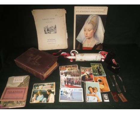 Gold plated bangle, postcards, Holy family edition of the Catholic Bible 1959 and mixed collectables etc