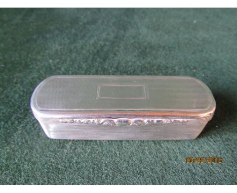 George III silver engine turned oblong box and cover, makers mark ES date mark indistinct, 2.32oz, 9cm long