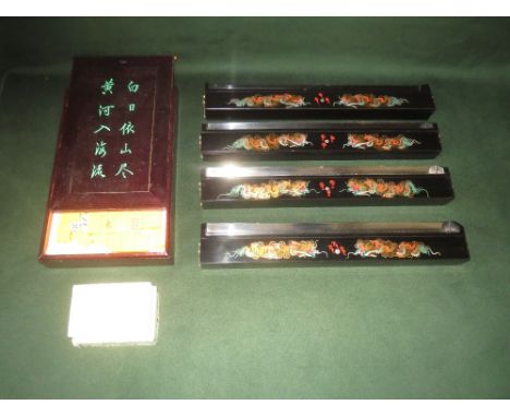 Mahjong set with blocks and slides, bone counting stick