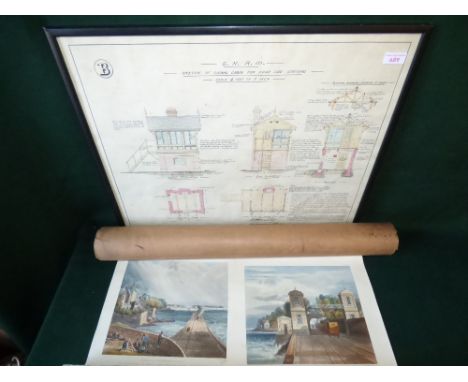 Railway interest - an interesting late Victorian GNR architectural sketch of Signal Cabin for Road Side Stations (scale 4 fee