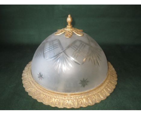 Gilt metal and frost cut glass light shade