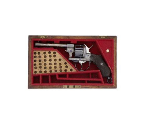 A Cased Liège Pin-Fire 12-Shot Revolver Of J. Chaineux Patent Type And Of Small Bore No. 39865, Circa 1860-80With sighted bar