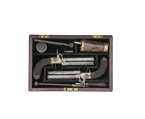 A Cased Pair Of 32-Bore Percussion Box-Lock Belt PistolsSigned Egg, London, Mid-19th CenturyWith octagonal sighted barrels ea