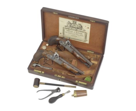 An Unusual Cased Pair Of 56-Bore Percussion PistolsBy Alden &amp; Smith, 55 Parliament St., London, Nos. 641 And 642, Circa 1