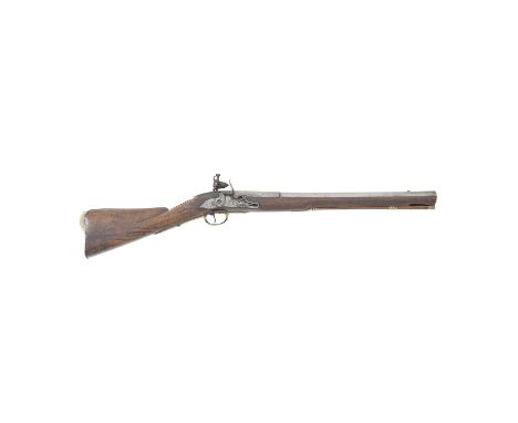 An Early 6-Bore Flintock Musketoon By I. Finch Of London, Circa 1680With two-stage sighted barrel, border engraved octagonal 