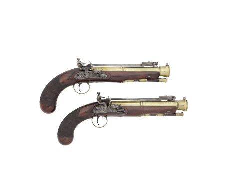 A Fine Pair Of Flintlock Blunderbuss-Pistols With Spring BayonetsSigned D. Egg, London, Circa 1815-20Reconverted from percuss