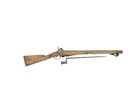 A Russian 13-Bore Percussion Military Musket  Dated 1846With russet barrel dated at the breech and retained by three spring-h